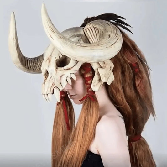 Scary Animal Horn Mask Cow Head Skull