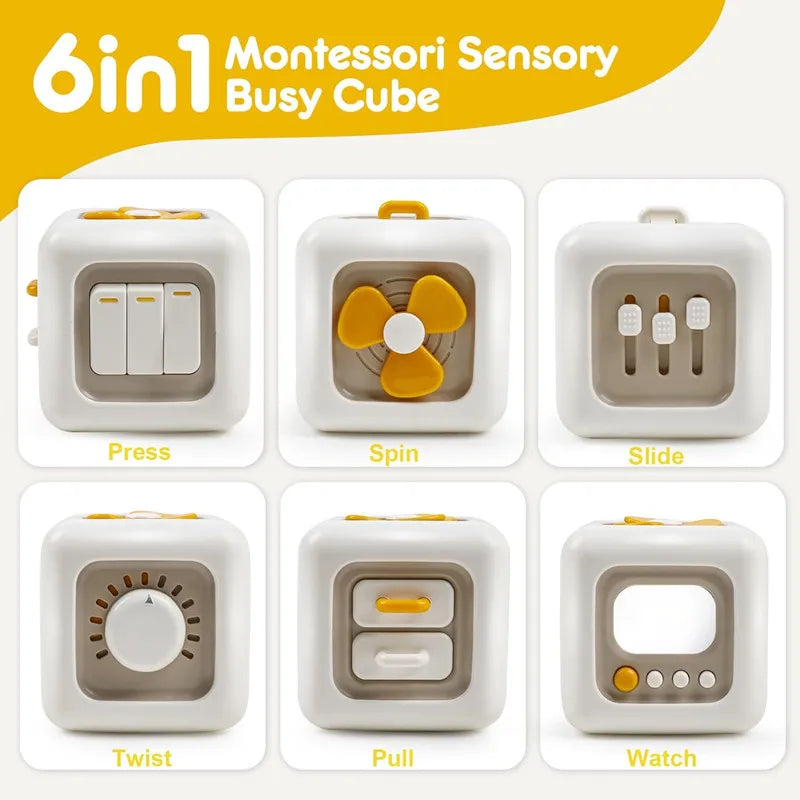 Montessori Activity Cube Baby Toys 6 in 1