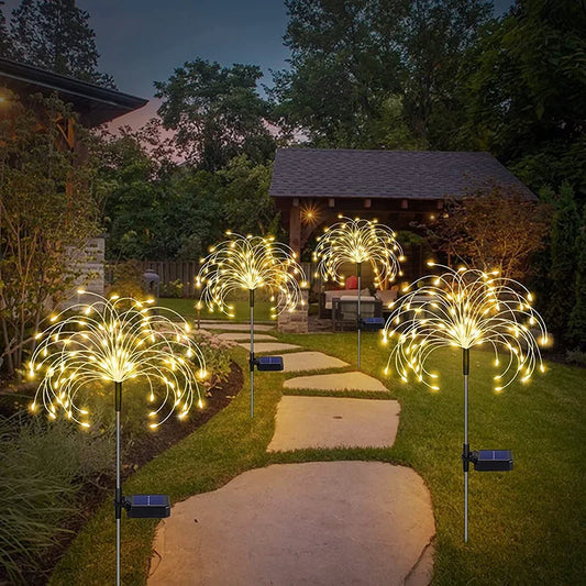 2PCS Solar LED Firework Fairy Light Outdoor
