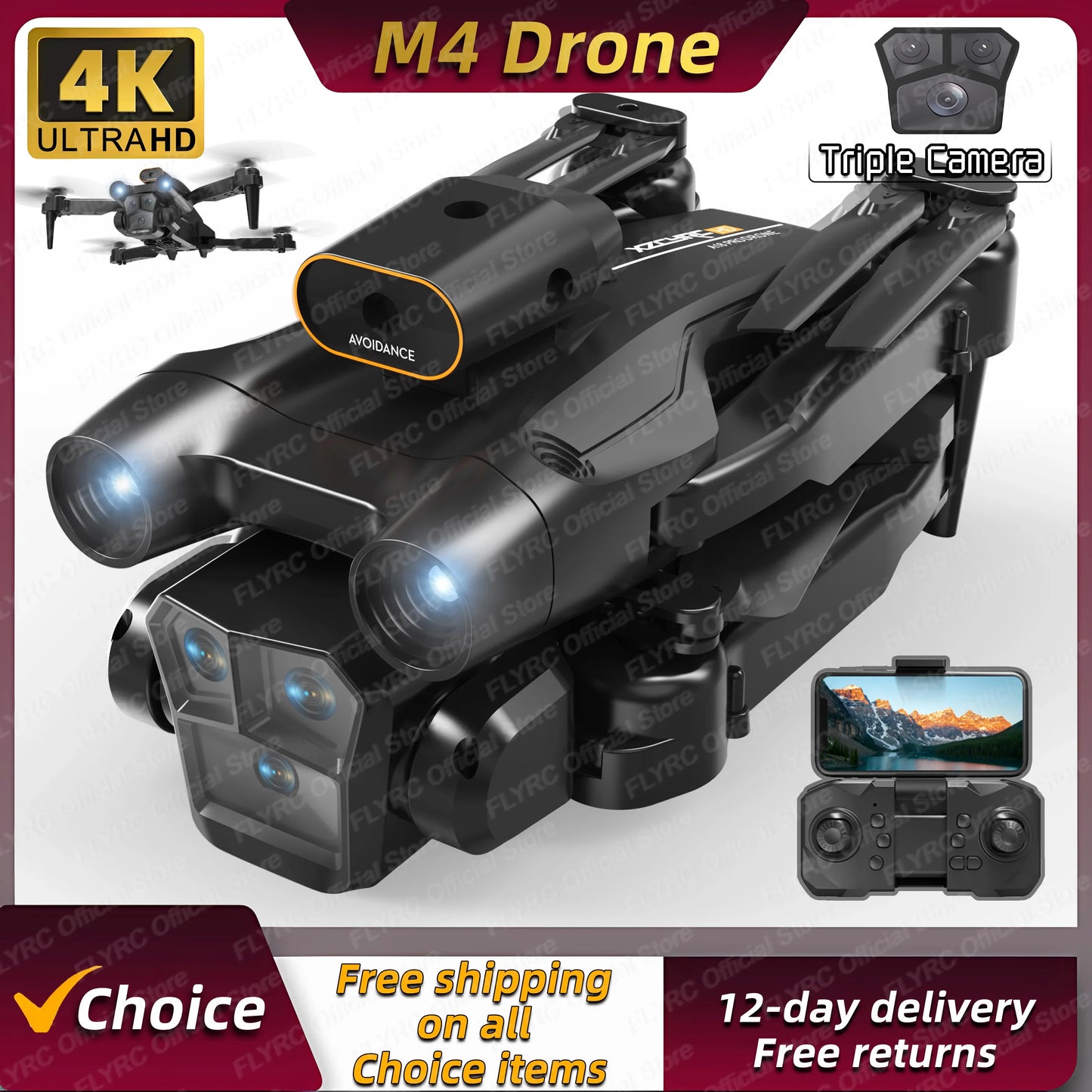 M4 RC Drone 4K Professinal With Wide Angle